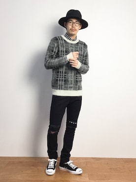 「SHAREEF（シャリーフ）のアイテム（パンツ）」を使った、ナカニシアキラさん（メンズ・172cm）の秋コーディネート