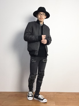 「L.H.P（エルエイチピー）のアイテム（ニット/セーター）」を使った、ナカニシアキラさん（メンズ・172cm）の秋コーディネート