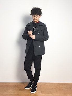 「green label relaxing（グリーンレーベルリラクシング）のアイテム（ピーコート）」を使った、ナカニシアキラさん（メンズ・172cm）の秋コーディネート