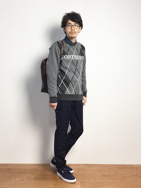「STUDIOUS（ステュディオス）のアイテム（バッグ）」を使った、ナカニシアキラさん（メンズ・172cm）の秋コーディネート