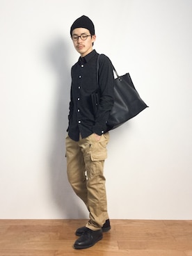 「Steven Alan（スティーブンアラン）のアイテム（ニットキャップ/ビーニー）」を使った、ナカニシアキラさん（メンズ・172cm）の秋コーディネート