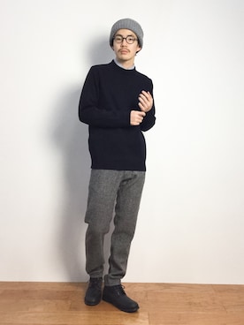 「グレーパンツ」｜ナカニシアキラさん（メンズ・172cm）の秋コーディネート