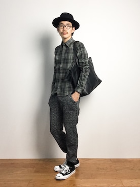 「L.H.P（エルエイチピー）のアイテム（トートバッグ）」を使った、ナカニシアキラさん（メンズ・172cm）の秋コーディネート
