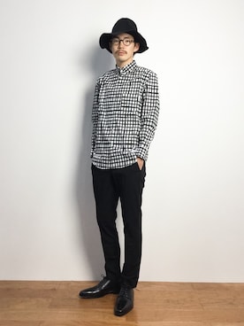 「CASPER JOHN（キャスパージョン）のアイテム（帽子）」を使った、ナカニシアキラさん（メンズ・172cm）の秋コーディネート