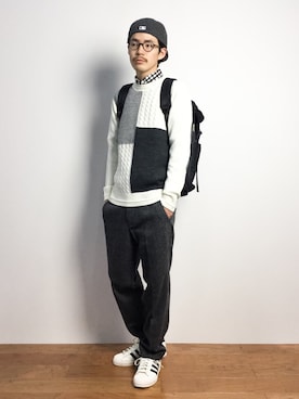 「グレーパンツ」｜ナカニシアキラさん（メンズ・172cm）の秋コーディネート
