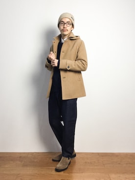 「ベージュコート」｜「アイテム（その他アウター）」を使った、ナカニシアキラさん（メンズ・172cm）の秋コーディネート