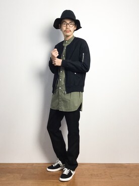 「CASPER JOHN（キャスパージョン）のアイテム（帽子）」を使った、ナカニシアキラさん（メンズ・172cm）の秋コーディネート