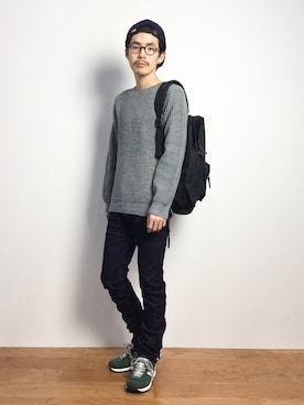 「CHUMS（チャムス）のアイテム（キャップ）」を使った、ナカニシアキラさん（メンズ・172cm）の秋コーディネート