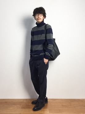 「グレーパンツ」｜ナカニシアキラさん（メンズ・172cm）の秋コーディネート