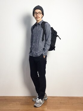 「STUSSY（ステューシー）のアイテム（ニットキャップ/ビーニー）」を使った、ナカニシアキラさん（メンズ・172cm）の秋コーディネート