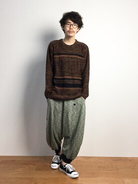 「チャイハネ（チャイハネ）のアイテム（パンツ）」を使った、ナカニシアキラさん（メンズ・172cm）の秋コーディネート