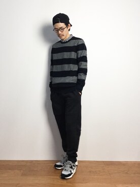 「AZUL by moussy（アズールバイマウジー）のアイテム（キャップ）」を使った、ナカニシアキラさん（メンズ・172cm）の秋コーディネート
