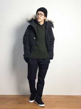 「BEAMS（ビームス）のアイテム（ダウンジャケット/コート）」を使った、ナカニシアキラさん（メンズ・172cm）の秋コーディネート