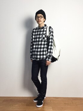 「SEVENDAYS=SUNDAY（セブンデイズサンデイ）のアイテム（帽子）」を使った、ナカニシアキラさん（メンズ・172cm）の秋コーディネート