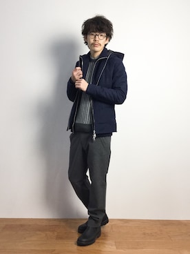 「niko and...（ニコアンド）のアイテム（ブーツ）」を使った、ナカニシアキラさん（メンズ・172cm）の秋コーディネート