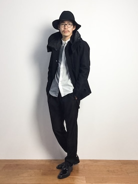 「NANO universe（ナノユニバース）のアイテム（モッズコート）」を使った、ナカニシアキラさん（メンズ・172cm）の秋コーディネート