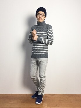 「417 EDIFICE（フォーワンセブンエディフィス）のアイテム（ニットキャップ/ビーニー）」を使った、ナカニシアキラさん（メンズ・172cm）の秋コーディネート