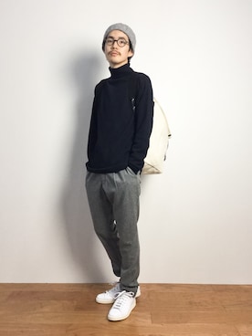 「グレーパンツ」｜ナカニシアキラさん（メンズ・172cm）の秋コーディネート