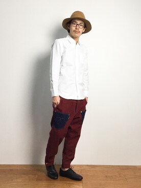 「mercibeaucoup,（メルシーボークー）のアイテム（パンツ）」を使った、ナカニシアキラさん（メンズ・172cm）の秋コーディネート