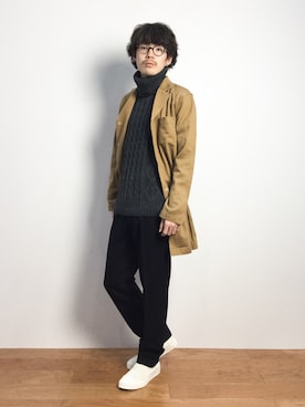 「CABANE de ZUCCa（カバンドズッカ）のアイテム（シューズ）」を使った、ナカニシアキラさん（メンズ・172cm）の秋コーディネート