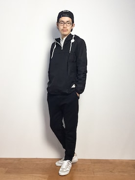 「ADPOSION（アドポーション）のアイテム（シューズ）」を使った、ナカニシアキラさん（メンズ・172cm）の秋コーディネート
