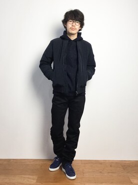 「JOURNAL STANDARD（ジャーナルスタンダード）のアイテム（MA-1）」を使った、ナカニシアキラさん（メンズ・172cm）の秋コーディネート