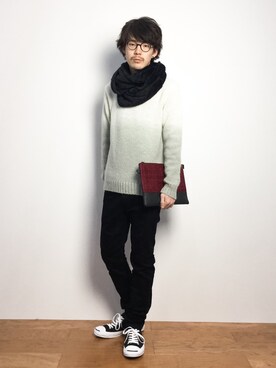 「n(n) BY NUMBER (N)INE（エヌエヌバイナンバーナイン）のアイテム（パンツ）」を使った、ナカニシアキラさん（メンズ・172cm）の秋コーディネート