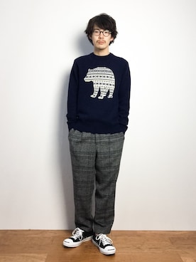 「グレーパンツ」｜ナカニシアキラさん（メンズ・172cm）の秋コーディネート