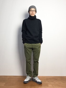 「STUSSY（ステューシー）のアイテム（ニットキャップ/ビーニー）」を使った、ナカニシアキラさん（メンズ・172cm）の秋コーディネート