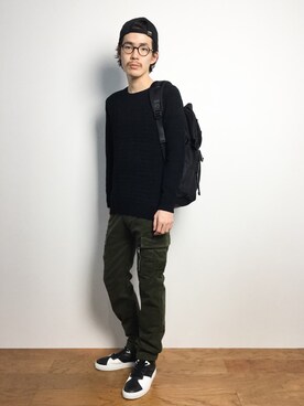 「STUDIOUS（ステュディオス）のアイテム（バッグ）」を使った、ナカニシアキラさん（メンズ・172cm）の冬コーディネート