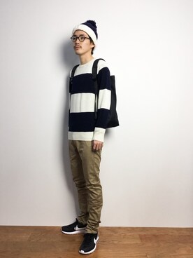 「BEN DAVIS（ベンデイビス）のアイテム（バッグ）」を使った、ナカニシアキラさん（メンズ・172cm）の冬コーディネート