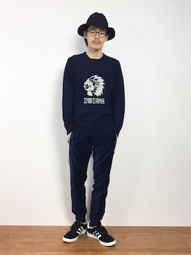 「AZUL by moussy（アズールバイマウジー）のアイテム（キャップ）」を使った、ナカニシアキラさん（メンズ・172cm）の冬コーディネート