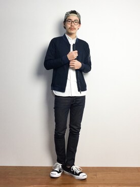 「Herschel Supply（ハーシェルサプライ）のアイテム（帽子）」を使った、ナカニシアキラさん（メンズ・172cm）の冬コーディネート