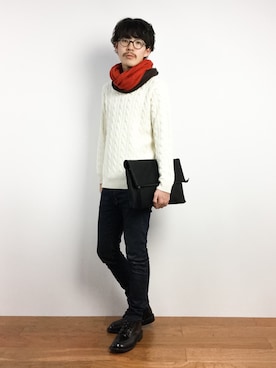 「NANO universe（ナノユニバース）のアイテム（ブーツ）」を使った、ナカニシアキラさん（メンズ・172cm）の冬コーディネート