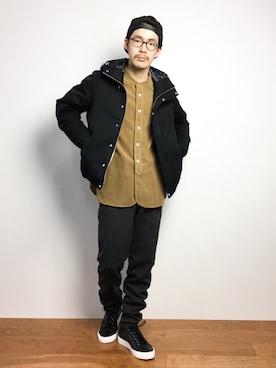 「2 class.ics（トゥークラスドットイクス）のアイテム（帽子）」を使った、ナカニシアキラさん（メンズ・172cm）の冬コーディネート