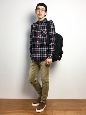 「Saturdays NYC（サタデーズ ニューヨークシティ ）のアイテム（キャップ）」を使った、ナカニシアキラさん（メンズ・172cm）の冬コーディネート
