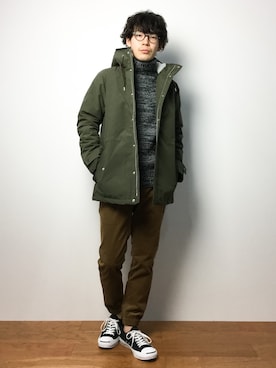 「URBAN RESEARCH（アーバンリサーチ）のアイテム（モッズコート）」を使った、ナカニシアキラさん（メンズ・172cm）の冬コーディネート