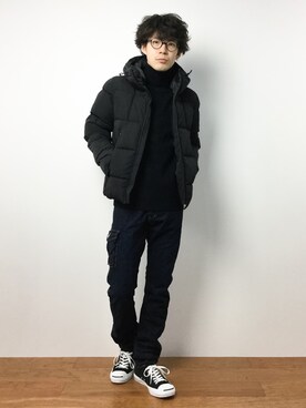 「AZUL by moussy（アズールバイマウジー）のアイテム（ブルゾン）」を使った、ナカニシアキラさん（メンズ・172cm）の冬コーディネート