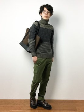 「NANO universe（ナノユニバース）のアイテム（ブーツ）」を使った、ナカニシアキラさん（メンズ・172cm）の冬コーディネート