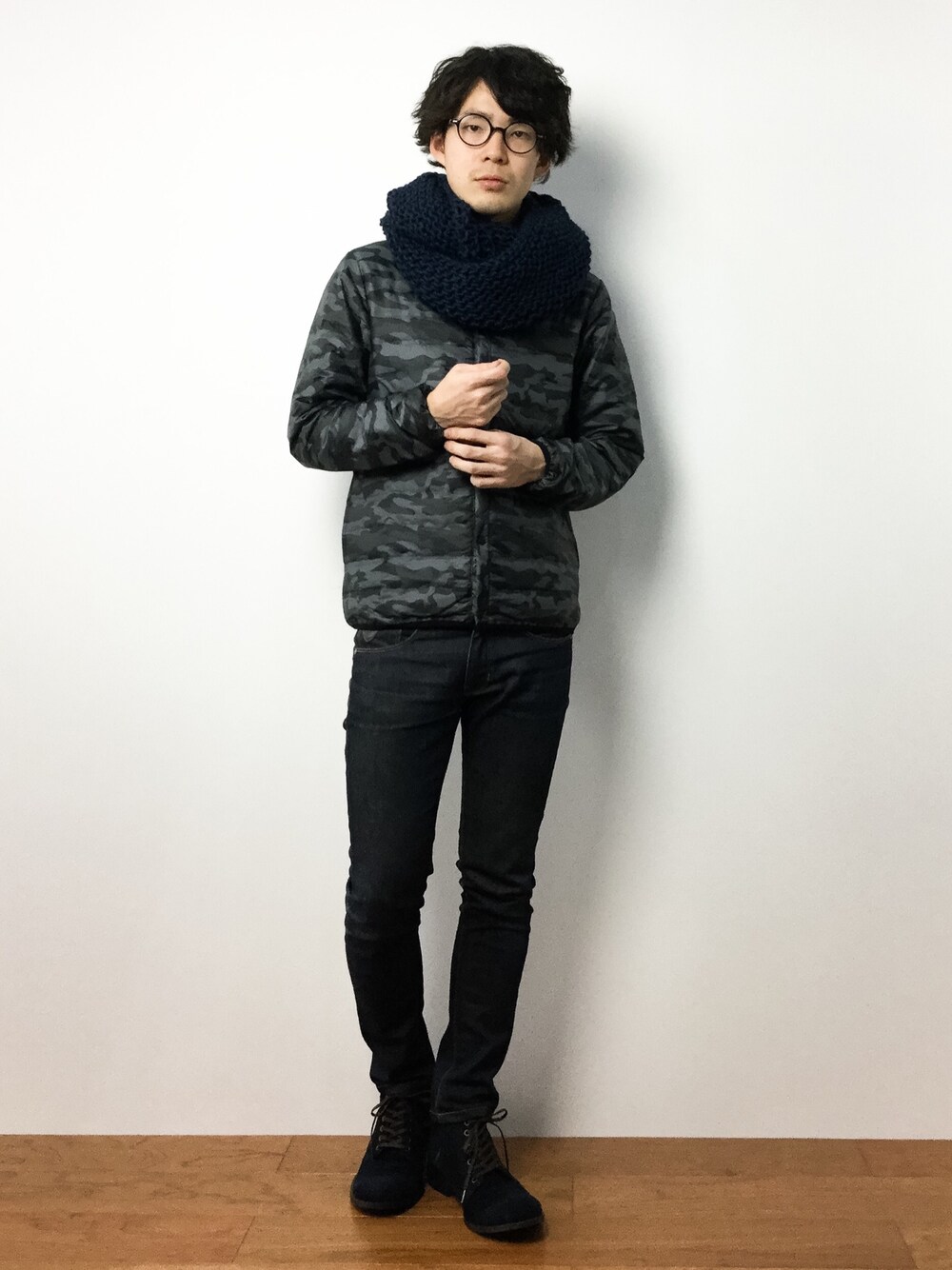 「インナーダウン」｜「OUTDOOR PRODUCTS APPARELのインナーダウンカーデ（ナイロンジャケット、その他）」を使った、ナカニシアキラさん（メンズ・172cm）の冬コーディネートの1枚目の写真