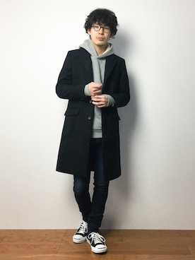 「NO ID.（ノーアイディ）のアイテム」を使った、ナカニシアキラさん（メンズ・172cm）の冬コーディネート