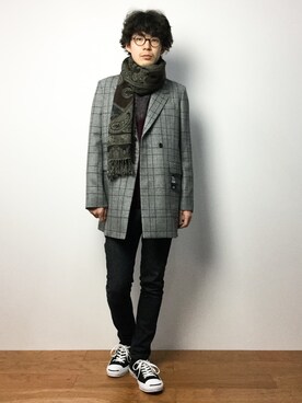 「SHAREEF（シャリーフ）のアイテム（ジャケット/アウター）」を使った、ナカニシアキラさん（メンズ・172cm）の冬コーディネート