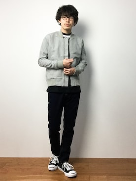 「UP START（アップスタート）のアイテム（ジャケット/アウター）」を使った、ナカニシアキラさん（メンズ・172cm）の冬コーディネート