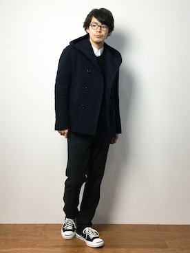 「HAMNETT（ハムネット）のアイテム（ジャケット/アウター）」を使った、ナカニシアキラさん（メンズ・172cm）の冬コーディネート