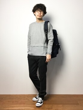 「STUDIOUS（ステュディオス）のアイテム（スウェット）」を使った、ナカニシアキラさん（メンズ・172cm）の冬コーディネート