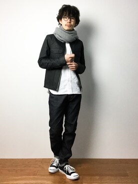 「STUDIOUS（ステュディオス）のアイテム（ブルゾン）」を使った、ナカニシアキラさん（メンズ・172cm）の冬コーディネート