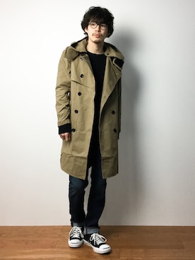 「DETAILS（ディテールズ）のアイテム（モッズコート）」を使った、ナカニシアキラさん（メンズ・172cm）の冬コーディネート