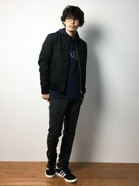 「A.P.C.（アーペーセー）のアイテム（その他アウター）」を使った、ナカニシアキラさん（メンズ・172cm）の冬コーディネート