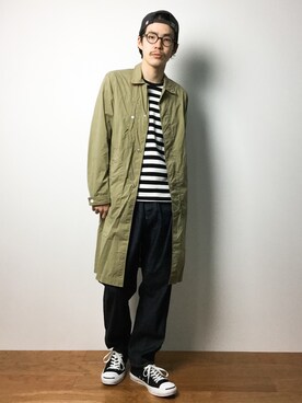 「CABANE de ZUCCa（カバンドズッカ）のアイテム（パンツ）」を使った、ナカニシアキラさん（メンズ・172cm）の冬コーディネート