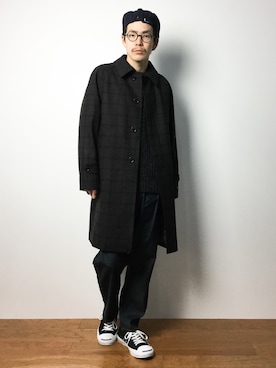 「CABANE de ZUCCa（カバンドズッカ）のアイテム（パンツ）」を使った、ナカニシアキラさん（メンズ・172cm）の冬コーディネート